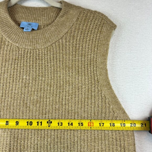 CeCe Tan Chunky Knit Sweater Vest Size Small Slouchy Pullover Boho Lagenlook - Picture 7 of 11